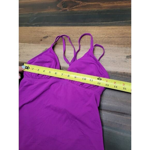 Athleta Cross Strap Tankini Swim Top Purple Summer Beachy QUICKDRI Padded Size S - Picture 6 of 6
